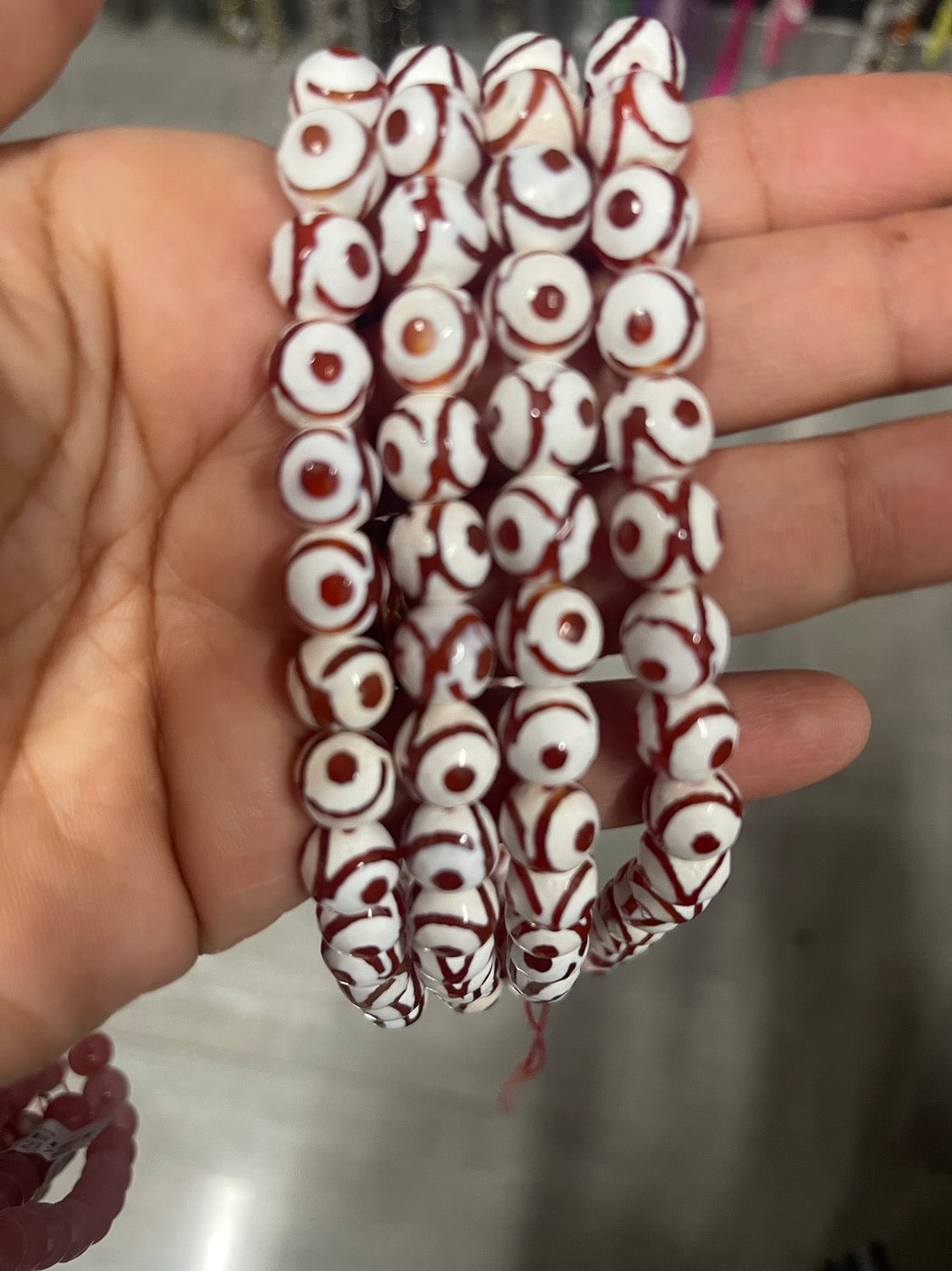 10mm agate ámbar/white 16061 15 inch strand