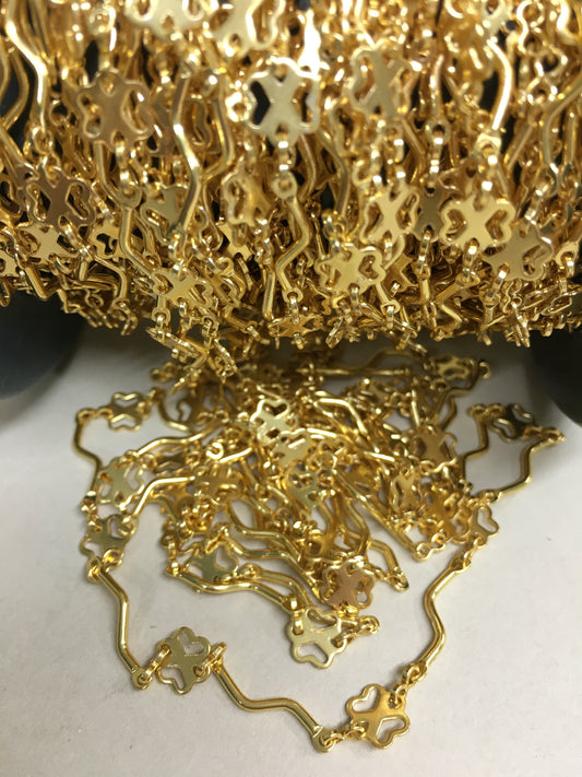 7mm 2 Heart with Zig Zag Bar Chain / Cadena 19381