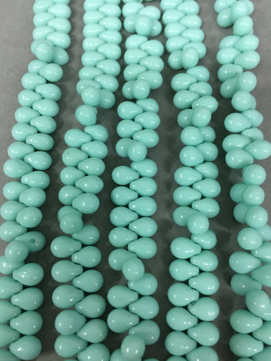 7mm Mint Green Sideways Drop Czech Strand / Gota