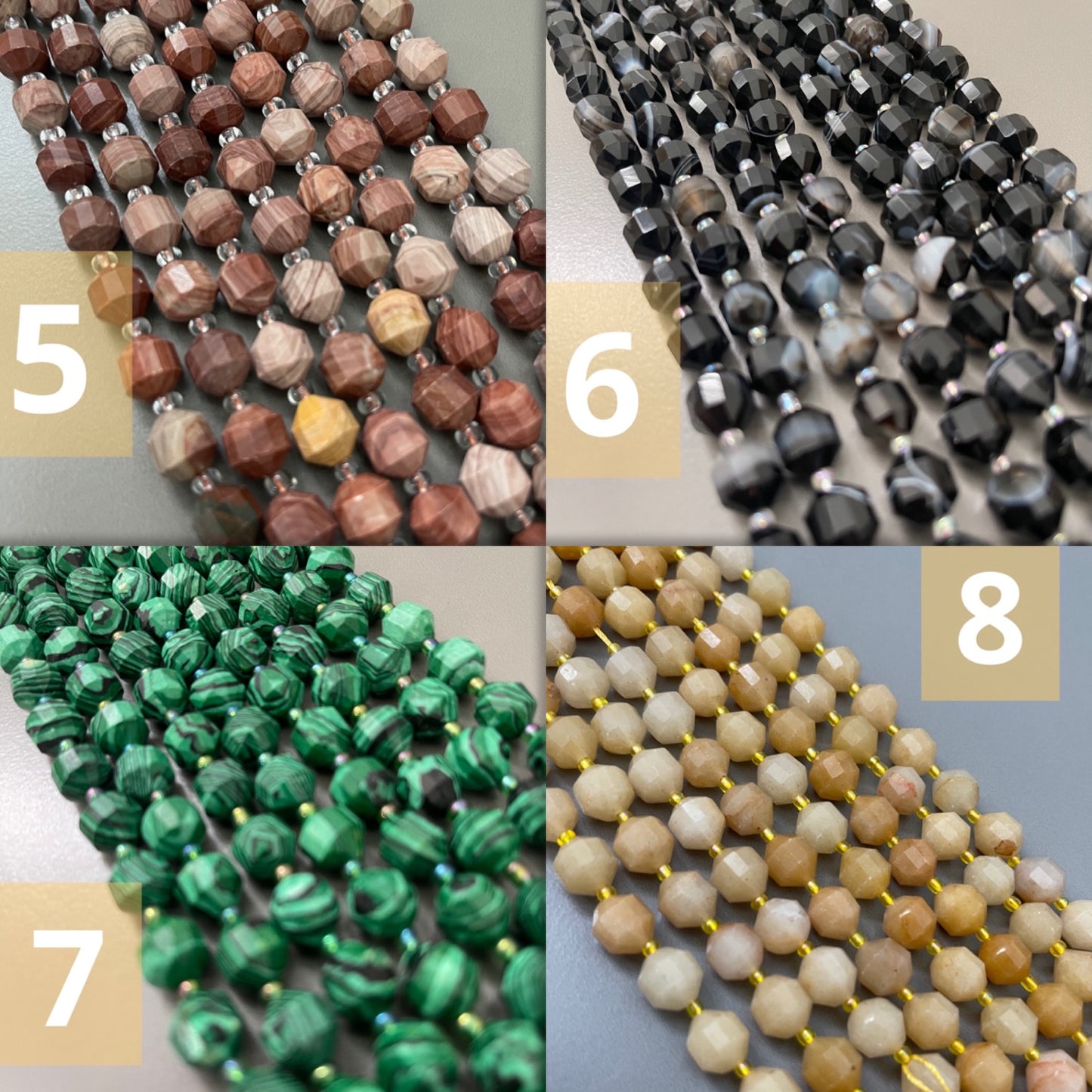 10mm Tubular Faceted Gemstone Stran qty1- 22454