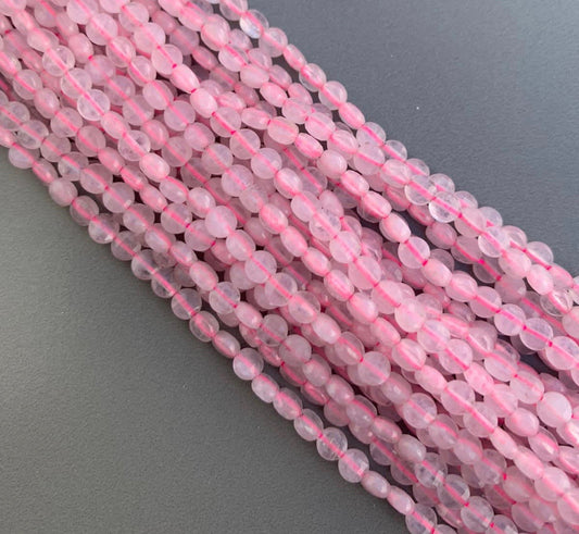 4mm Quartz Pink Flat Coin Faceted Qty 90 beads per strand 21720