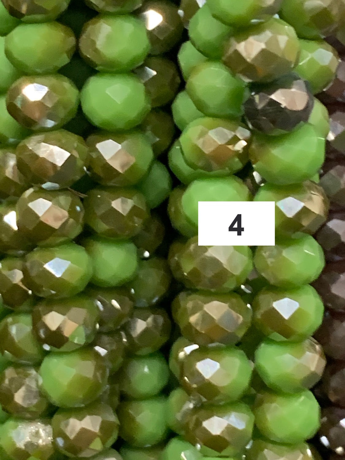 6x4mm Green Red and Violet Rondelle Faceted Crystal / Cristal Verde, Rojo Violet