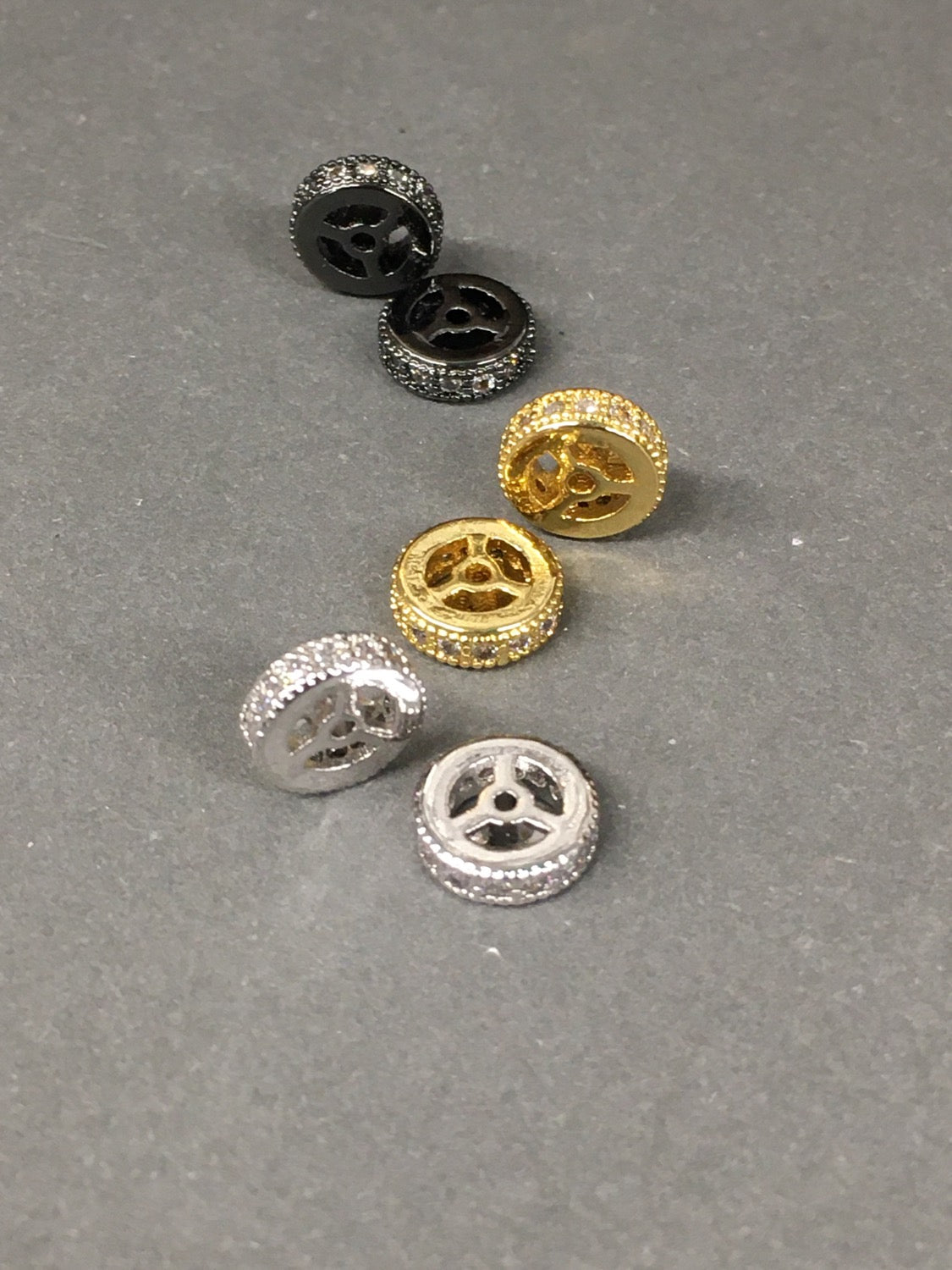 9mm Rondelle Spacer Pave Qty 2