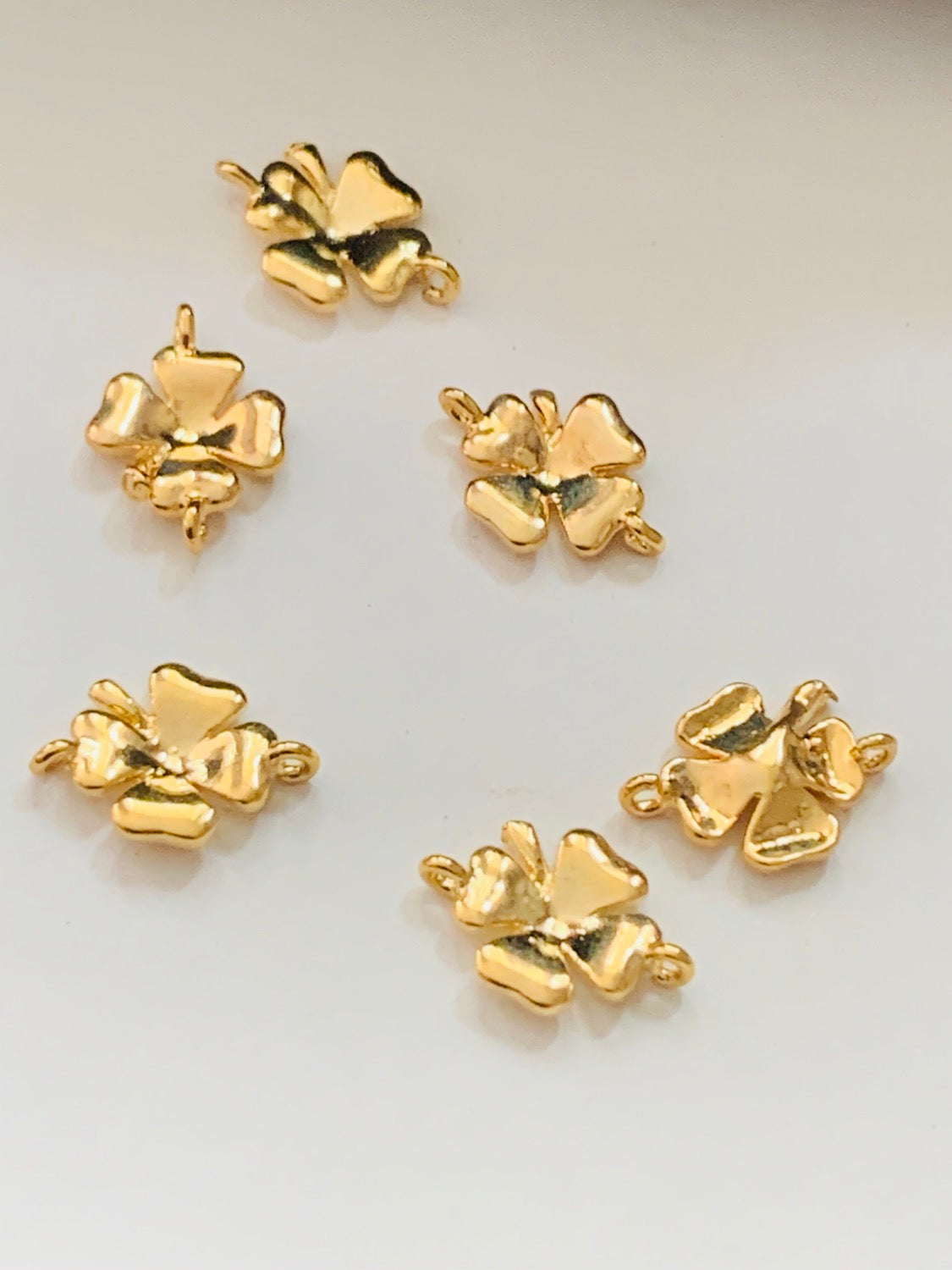 11mm Clover Flower Connector Gold Qty 6 / Flor Trebol-14967
