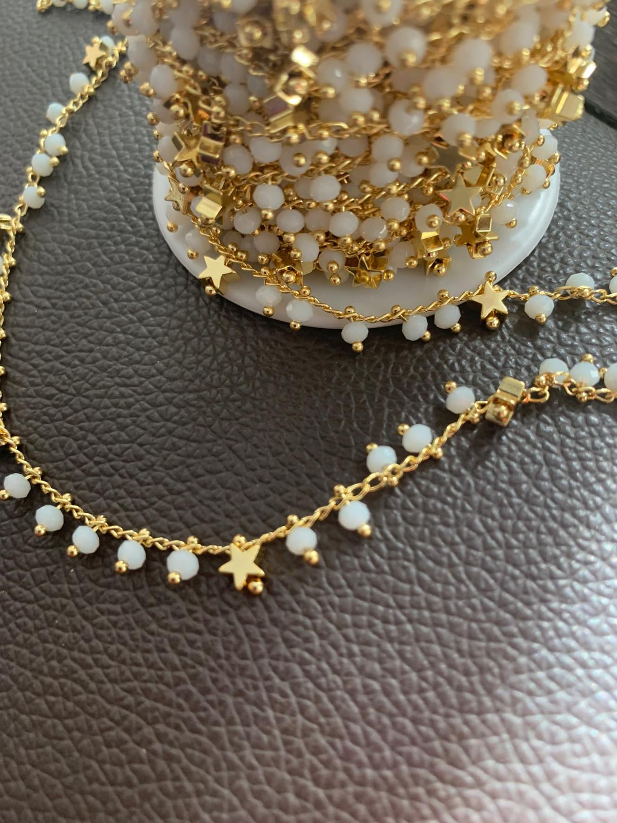 Star / Ball Chain GF White bead by feet / por pie 21190