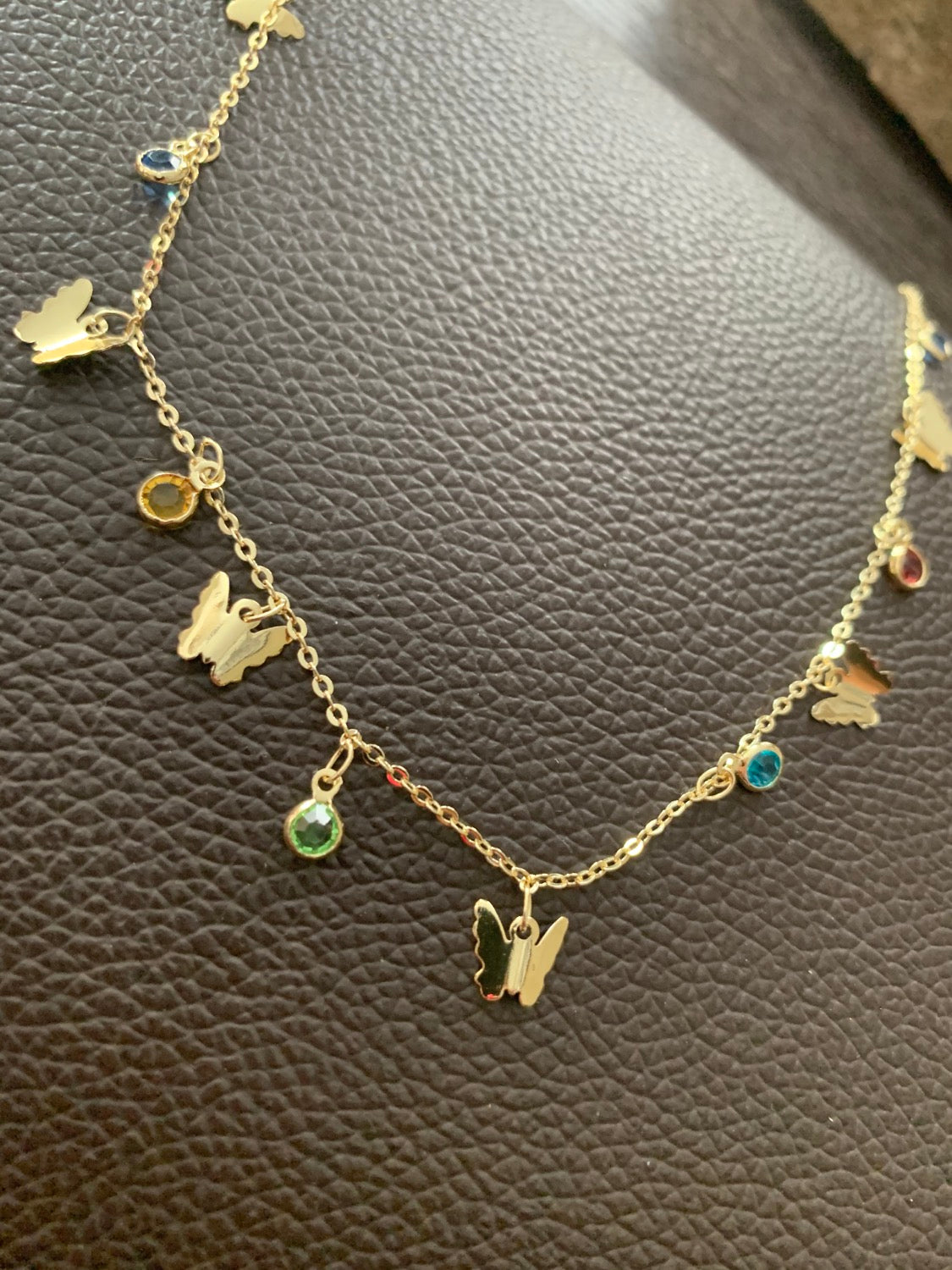 Butterfly chain with Zirconia by ft, por pie gold filled 21195