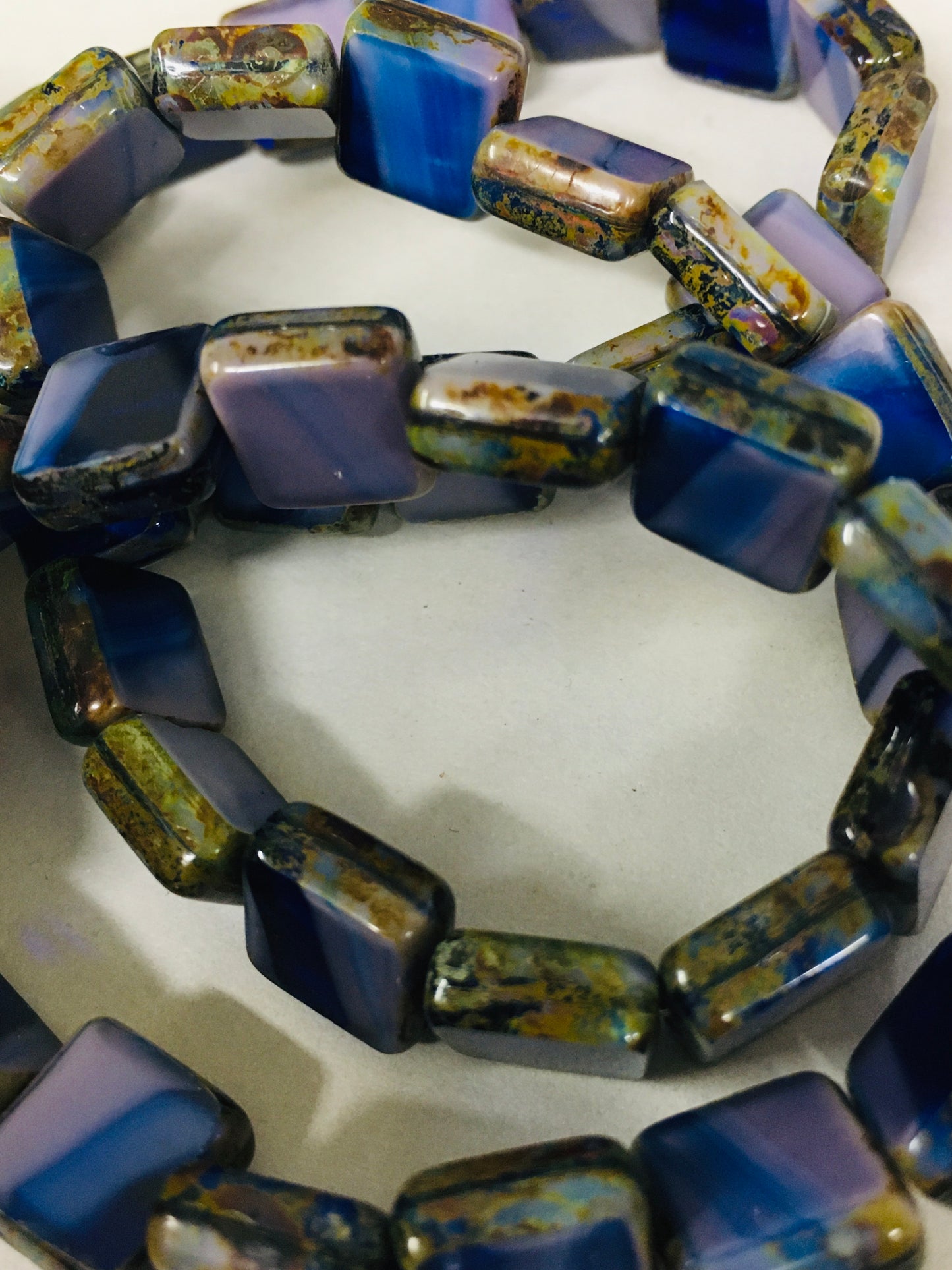 11mm Cobalt and Purple Square Czech Strand / Cuadrado