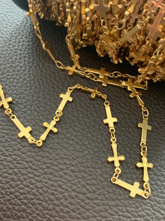 Cross Chain Enchapado per foot / por pies 21199