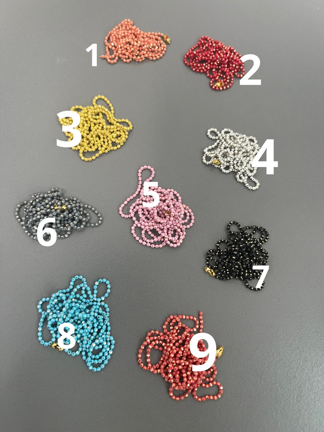 1.5mm ball chain different colors 30inch with clasp 18226