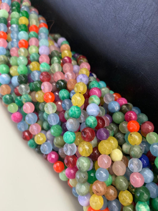 6mm Multicolors Agate Faceted Strand / Agata 20264
