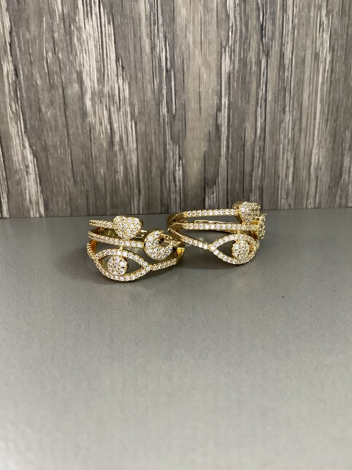 Eye Heart Moon Pave Ring Qty1- 23044