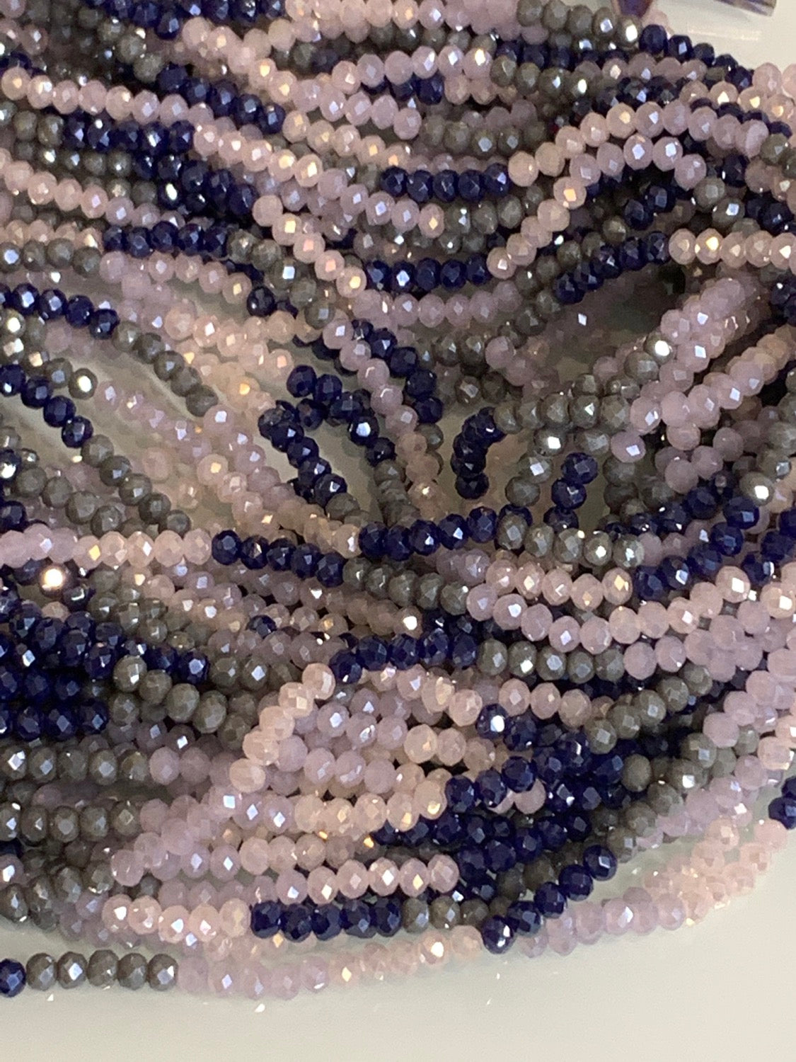 4mm Violet and blue mix Rondelle Crystal strand / Violeta y Azul Cristal
