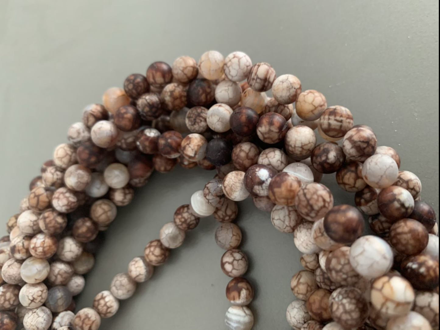 8mm brown Tíbet Matte agate qty 47 beads 21645