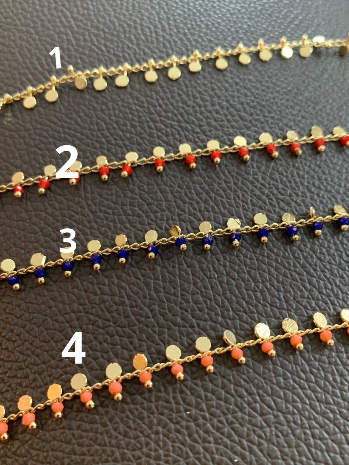 Coin chain with beads per 1 feet