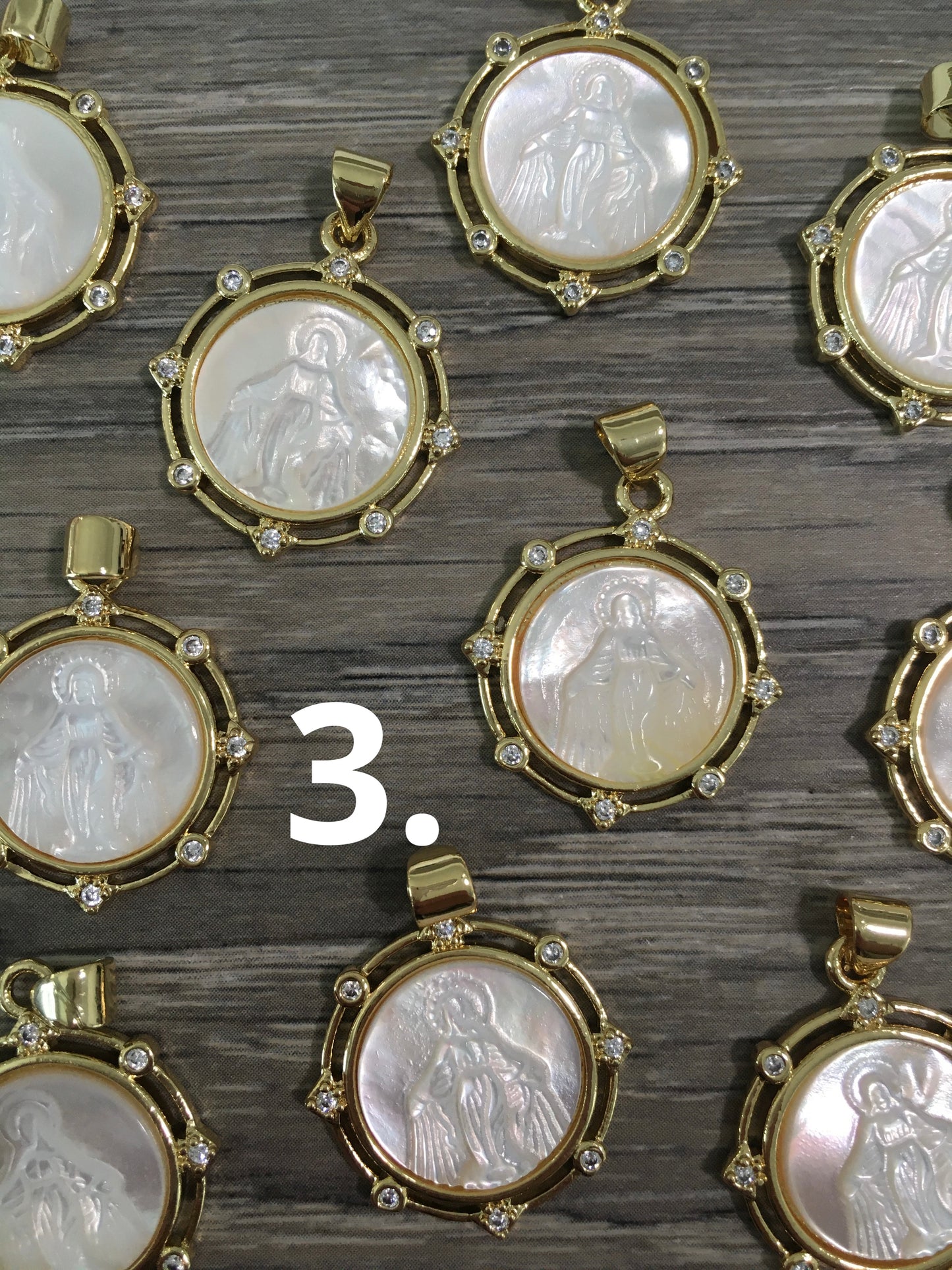 19mm mop Virgen/Saint Pendant 24622/24620/24621