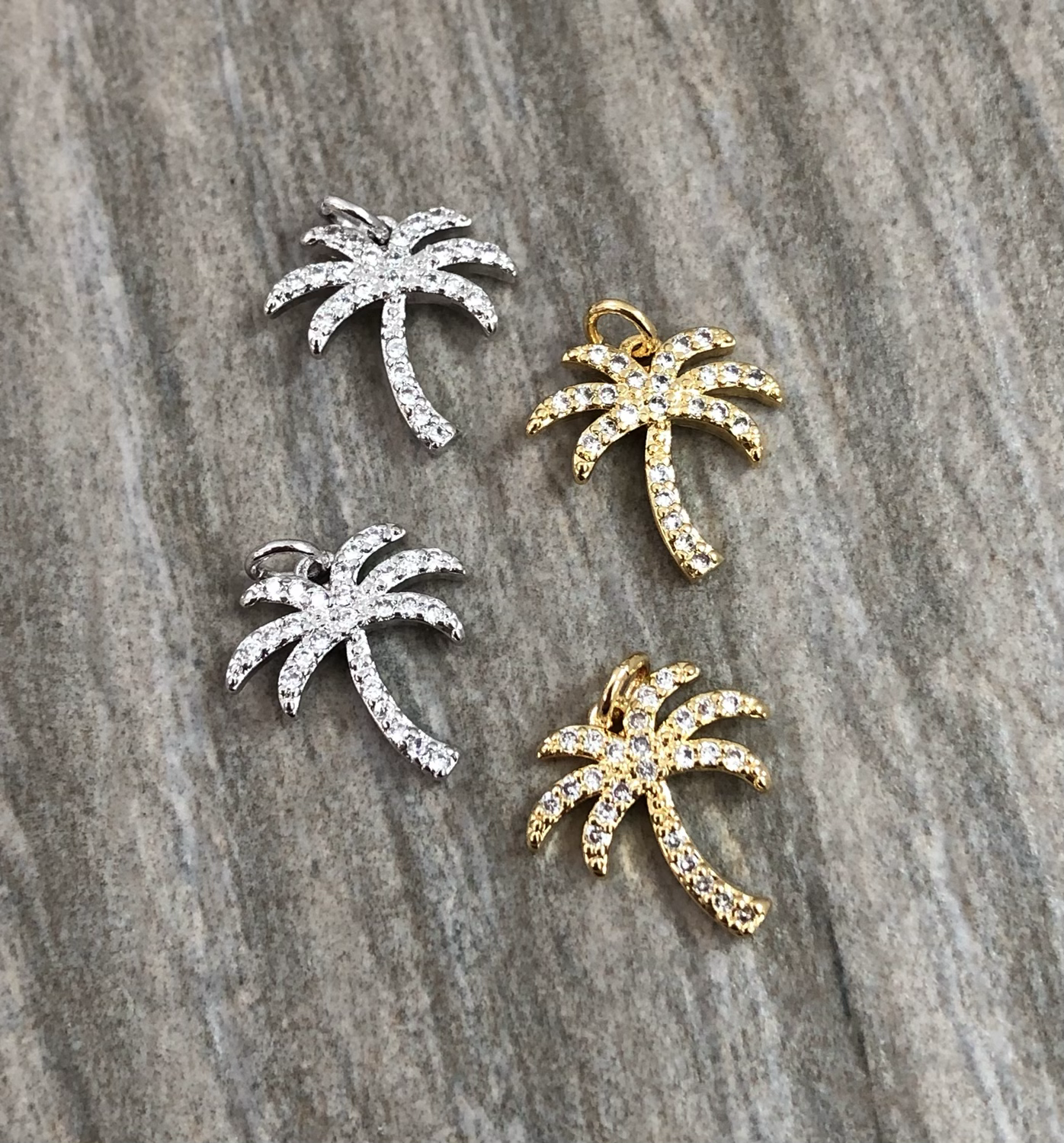 13mm Pave Palm Three qty1 22302 gold 22303 silver
