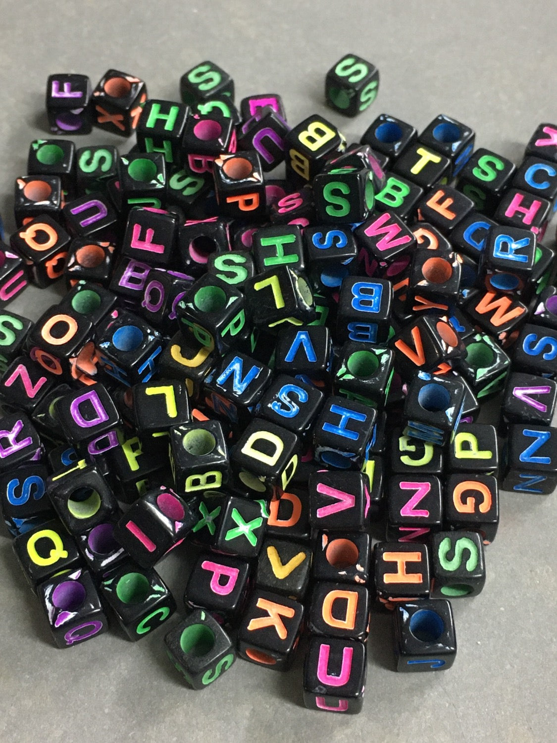 7mm Square Multicolor Letter Qty 140 aprox