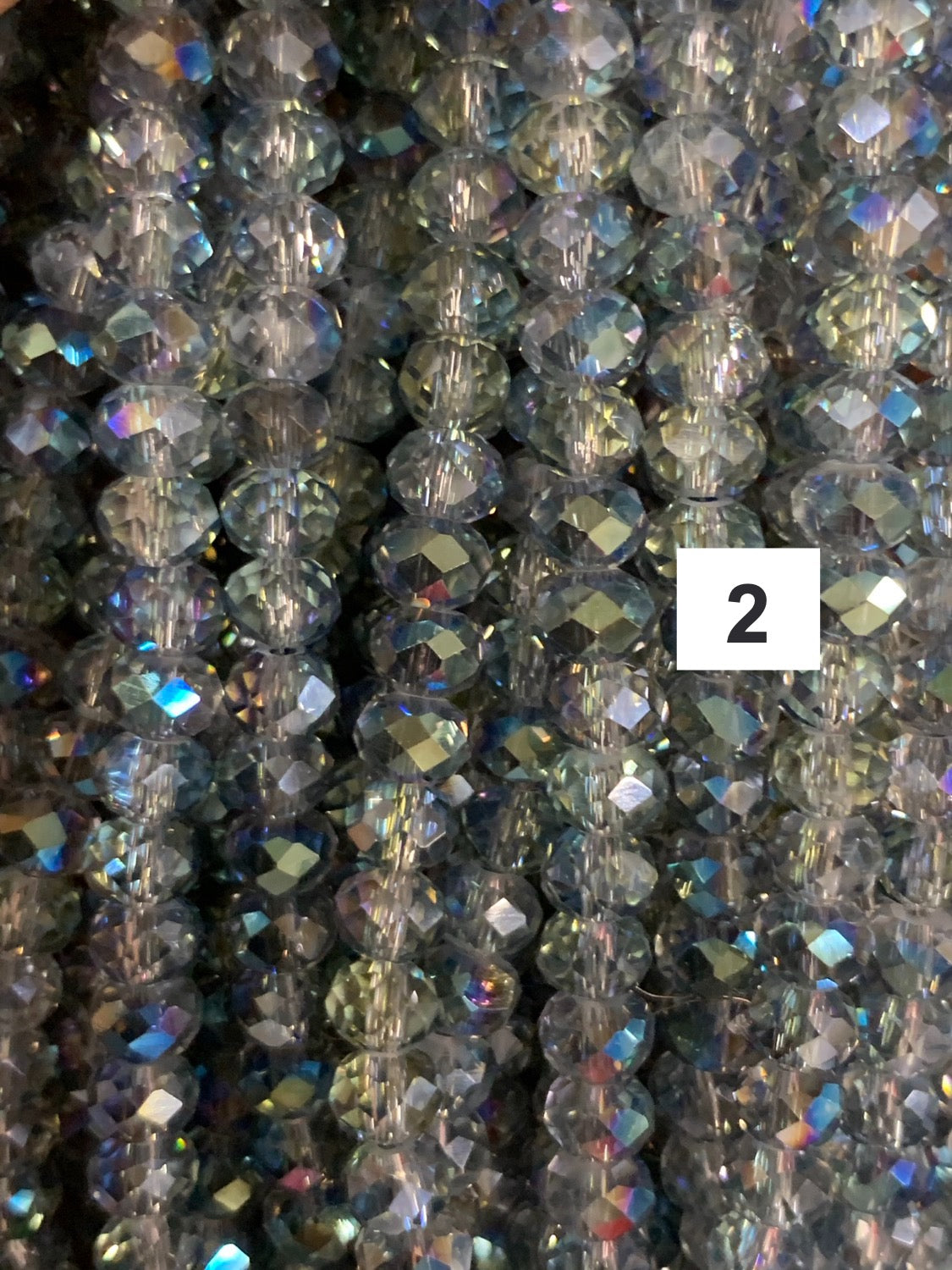 6x4mm Gray tones Rondelle Faceted Crystal Strand / Cristales Gris