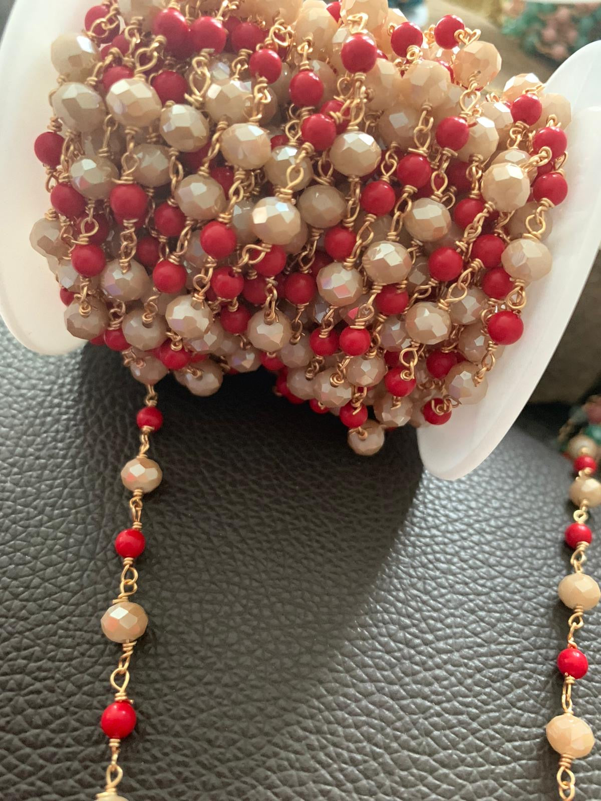 Red and Cream Wrapped Chain per feet / por pies 21180