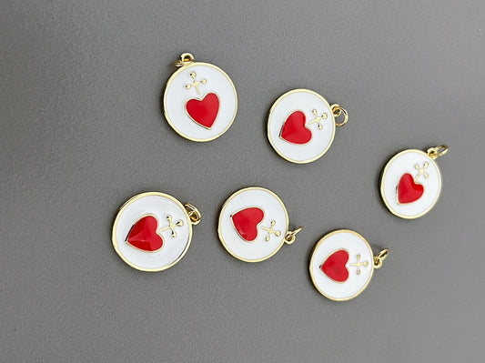 18mm Heart with Cross Qty1- 23868