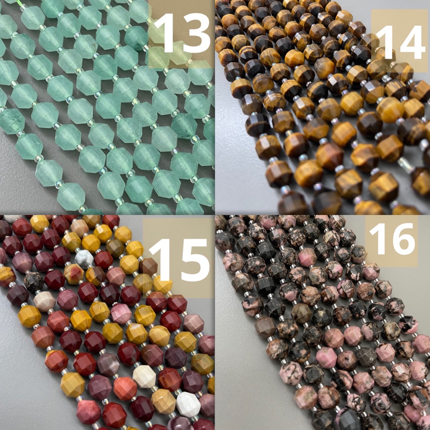 10mm Tubular Faceted Gemstone Stran qty1- 22454