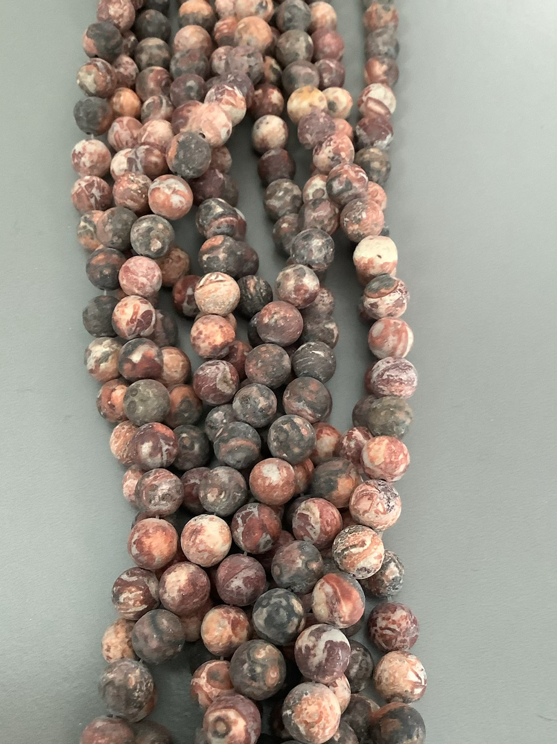 8mm Red Brown Jasper Matte strand Qty 46 bead per strand 21795