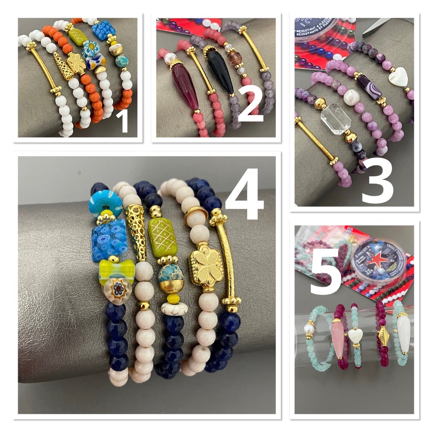 Kit for 5 bracelet with durable findings