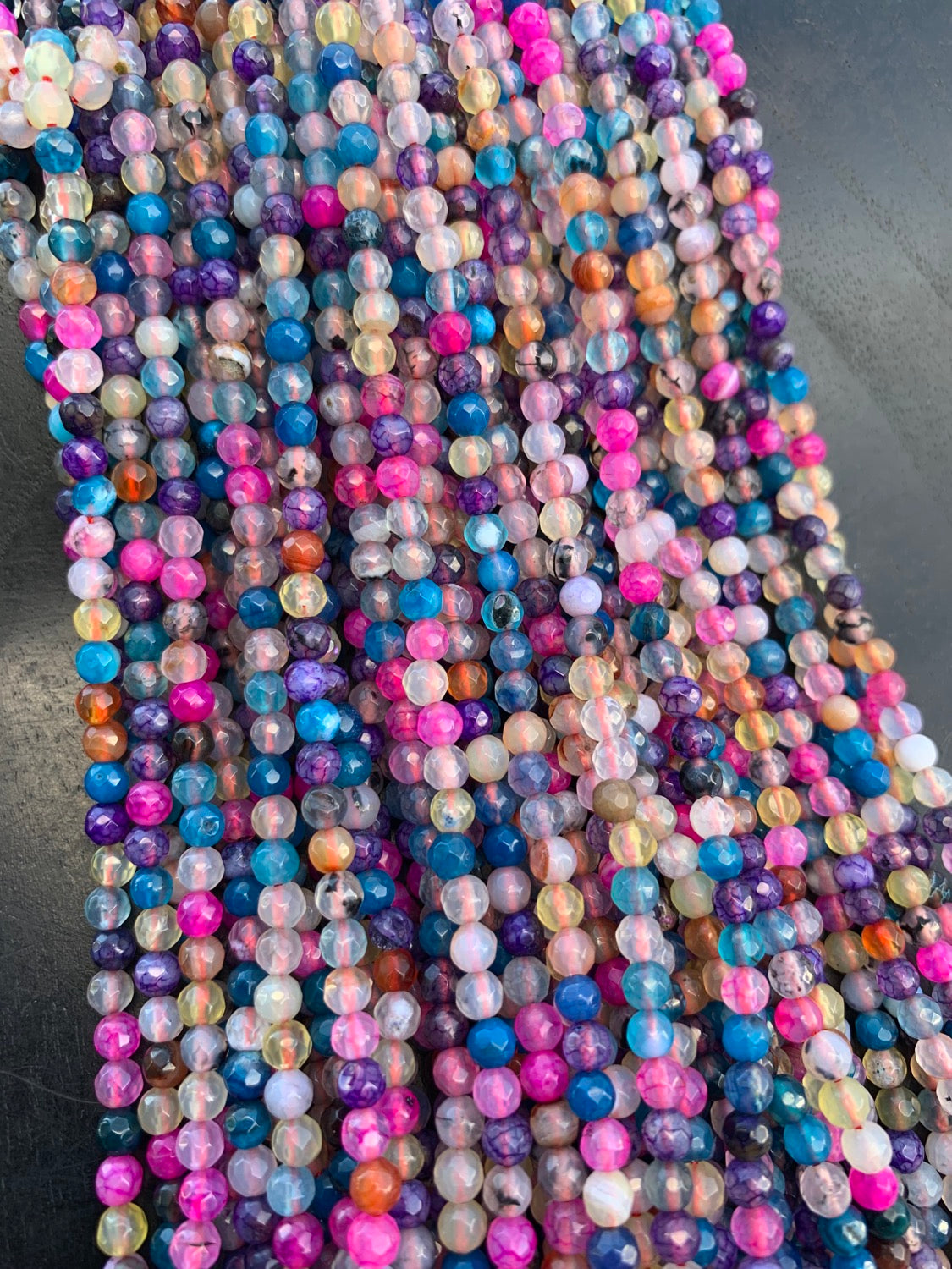 4mm Agate Strand multi Qty 90 piece aprox 20734
