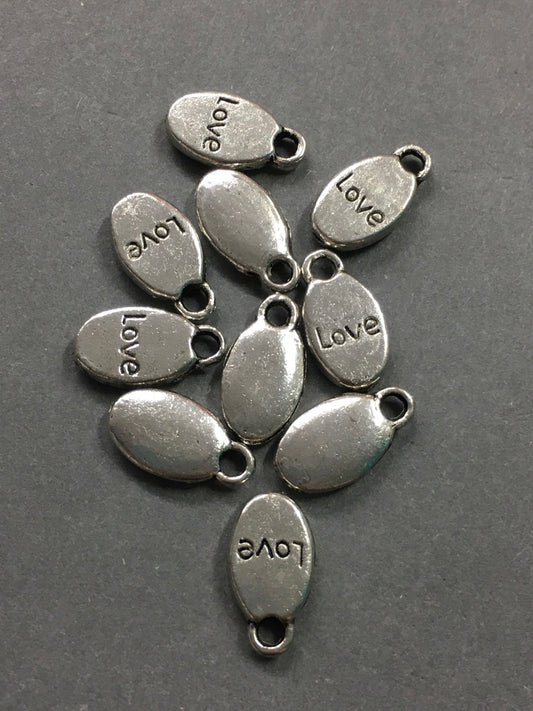 16mm Love oval plaque Qty 10