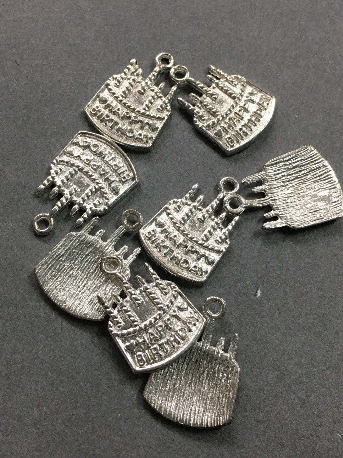 22mm Bithday Cake charm Silver qty 8