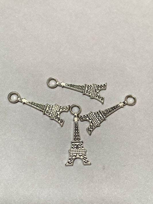 Eiffel Tower Charm Silver Qty 4 / Torre Eiffel