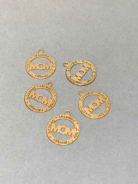 18mm Mom inside Circle Gold Qty 5-14174