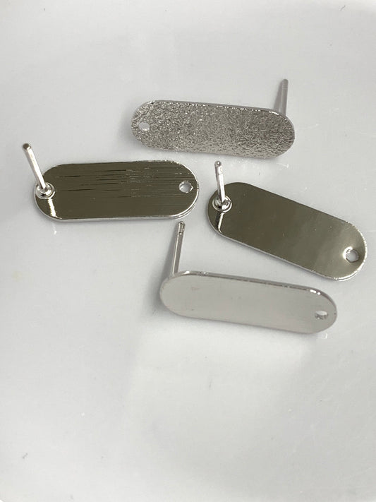 21x8mm Oval Silver post 1 pair / ovalada 1 par 20527