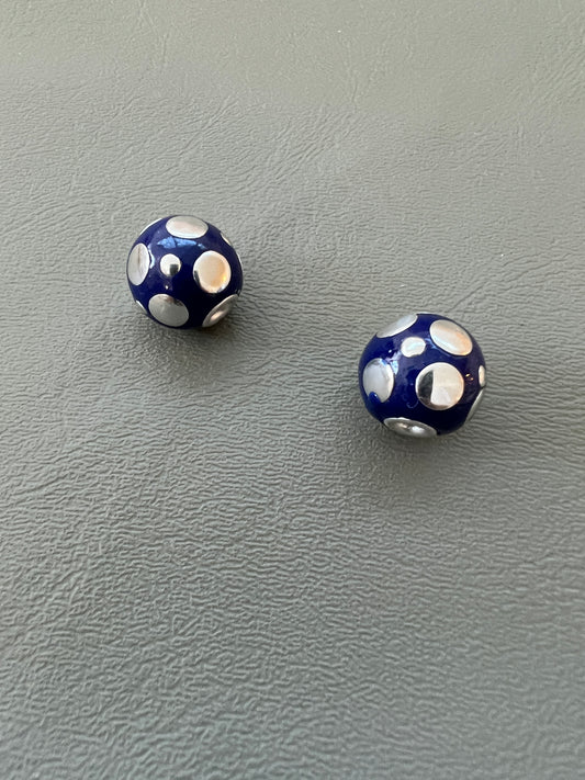 16mm Silver Spacer Blue Qty2- 25446