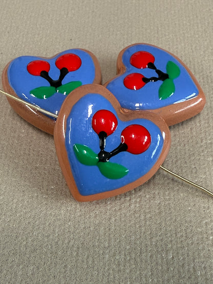 25x25mm Lampwork Fruit Heart (29129)