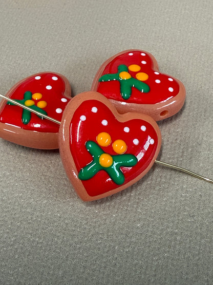 25x25mm Lampwork Fruit Heart (29129)