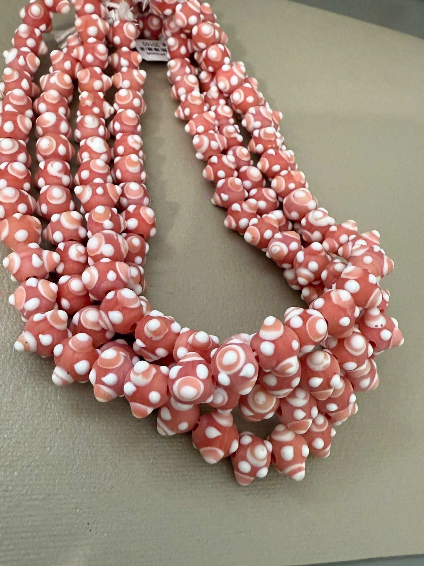 Solid Color White Dotted lampwork Strand l(30160)