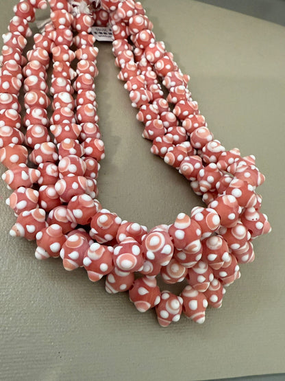 Solid Color White Dotted lampwork Strand l(30160)