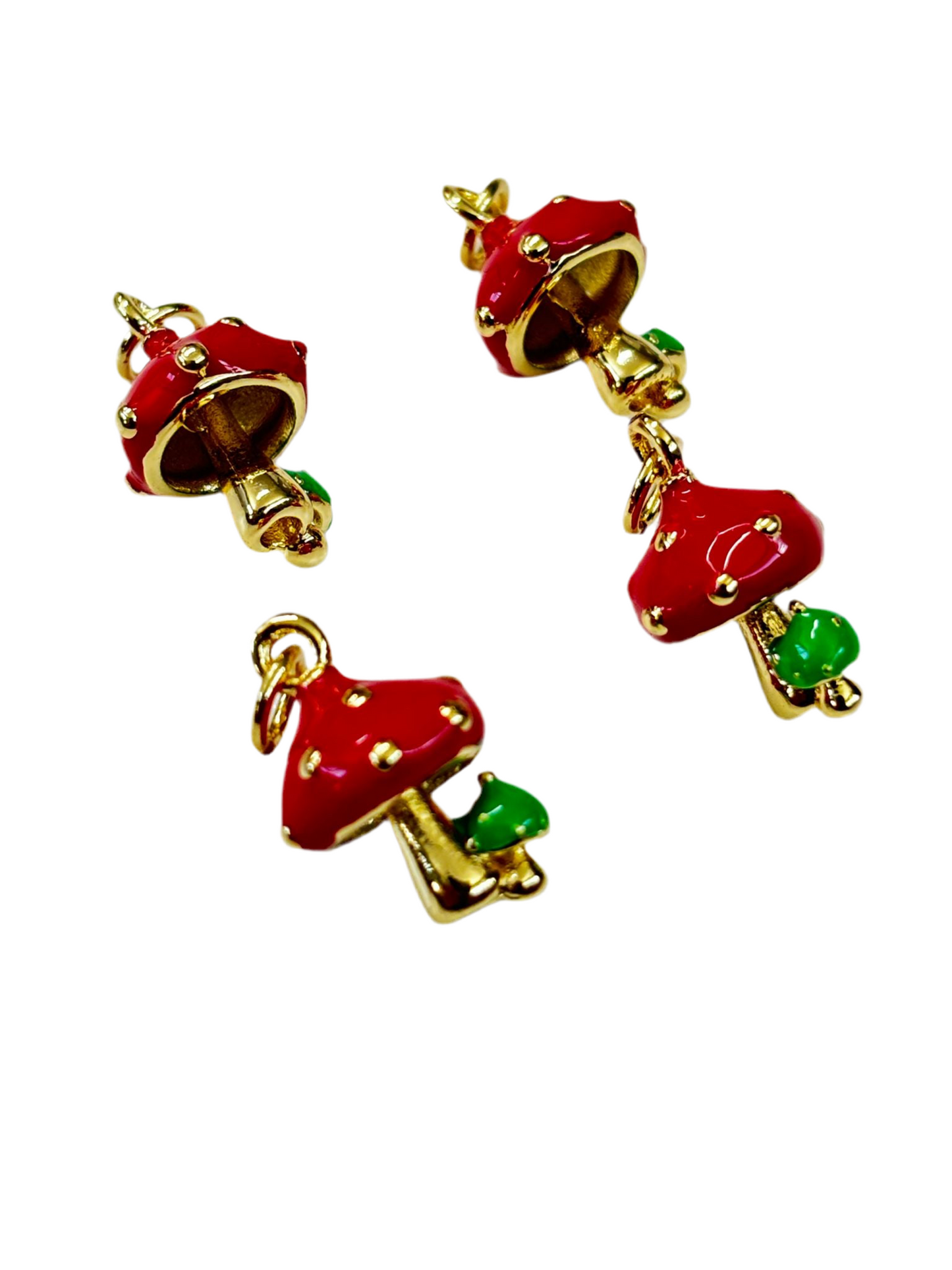 16mm Enamel Mushrooms 18k Gold Plated (29191)