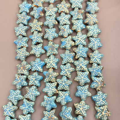 Blue Ceramic Starfish Strand