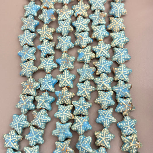 Blue Ceramic Starfish Strand