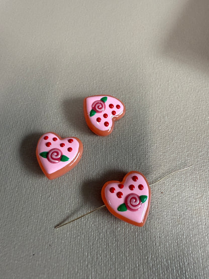25x25mm Lampwork Fruit Heart (29129)