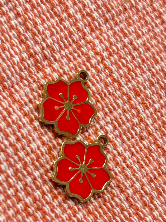 12x14mm SS Red Flower QTY 2- 29891