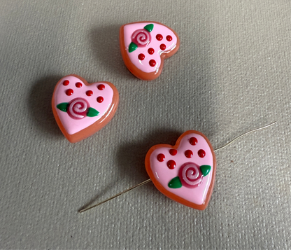 25x25mm Lampwork Fruit Heart (29129)