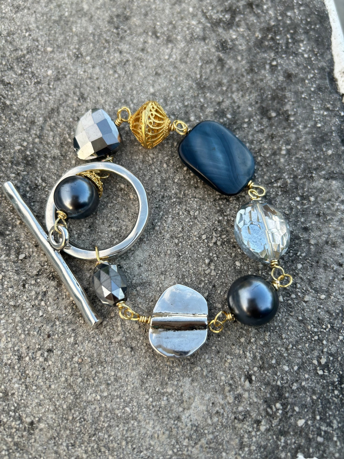 Square shell w/ silver and gold