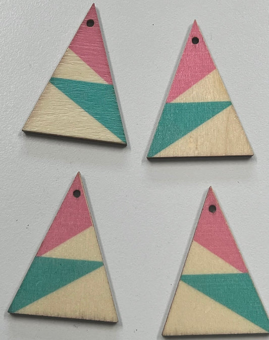 40mm Tría Wood Multicolor Qty 4 26119 Pink&Turq