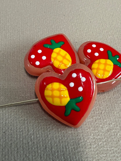 25x25mm Lampwork Fruit Heart (29129)