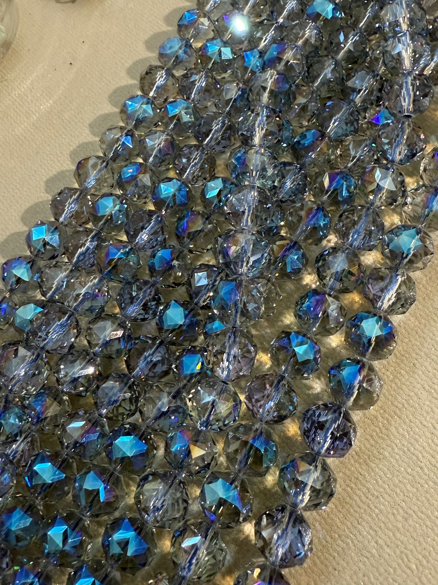 12mm/10mm Cristal Faceted Cristal Strand
