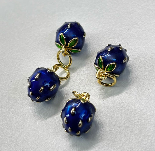 11mm Enamel Blueberry 18k Gold Plated (29209)