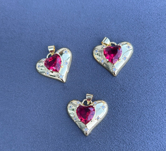 21mm heart w/pink heart Cristal #27137